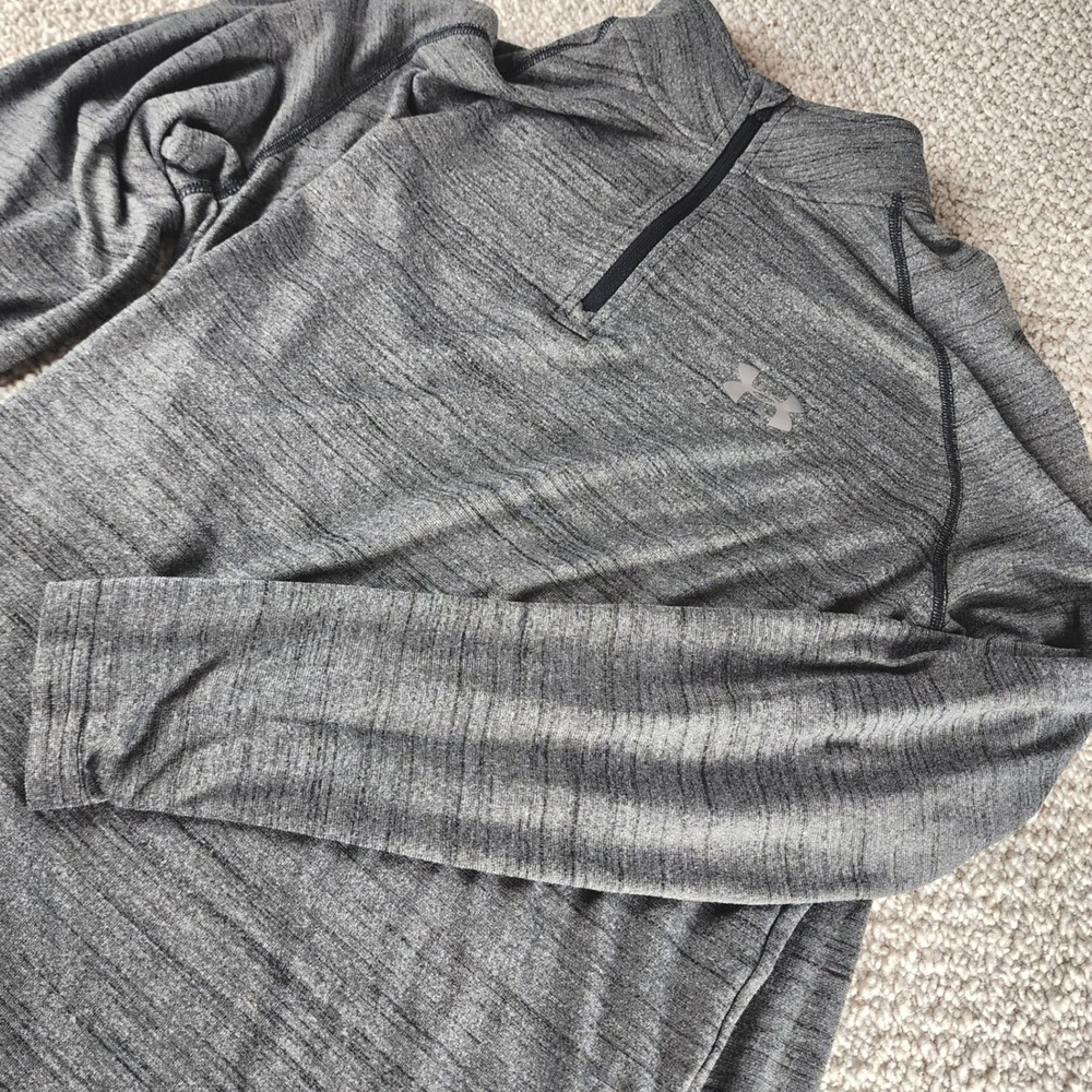 Under Armour Quarter Zip Pullover Medium Mens HeatGear Loose Fit Gray Space Dye
